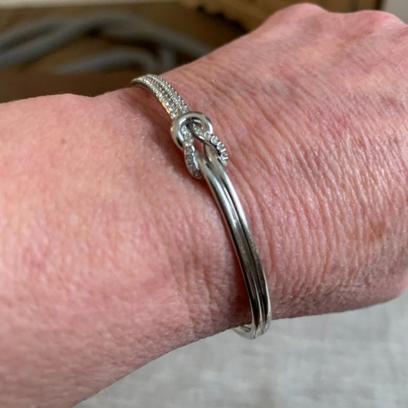 Women's Swarovski Knot Voile Bangle Bracelet - Picture 4 of 7